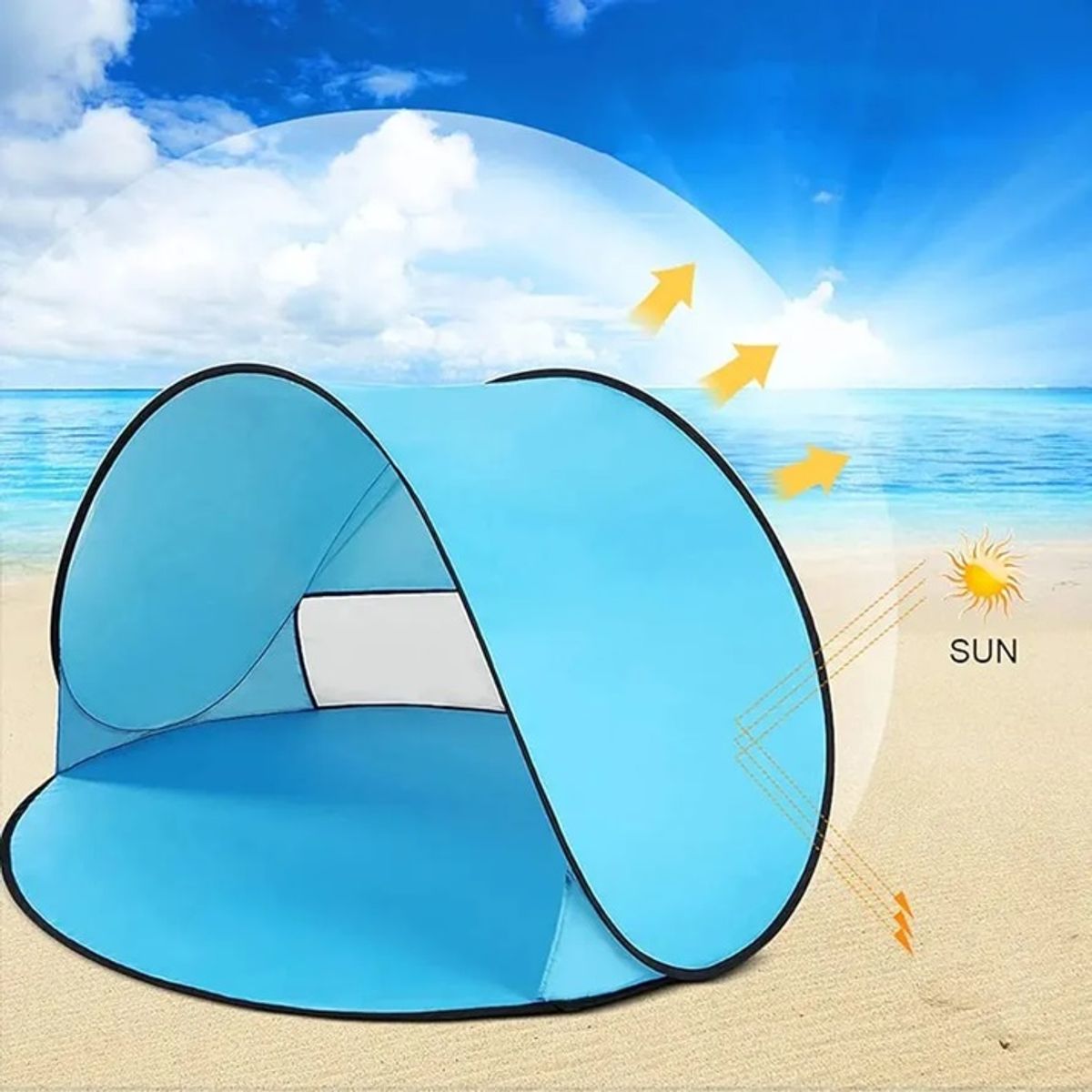 GENERICO - Carpa  Automática Para La Playa Azul con Protección Uv
