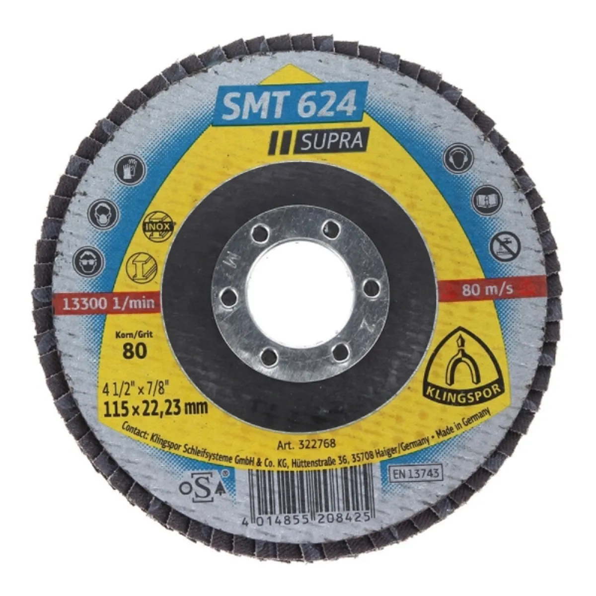 KLINGSPOR - Disco traslapado SMT 624 4 1/2" G80