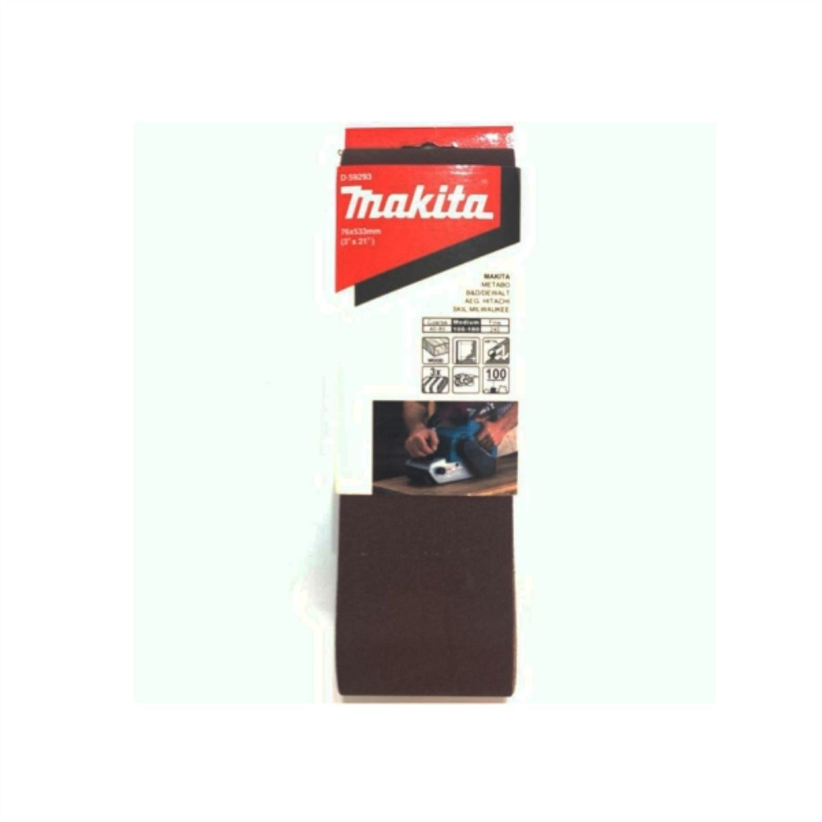 MAKITA - Lija banda madera metal 3x21" G100 3pzas