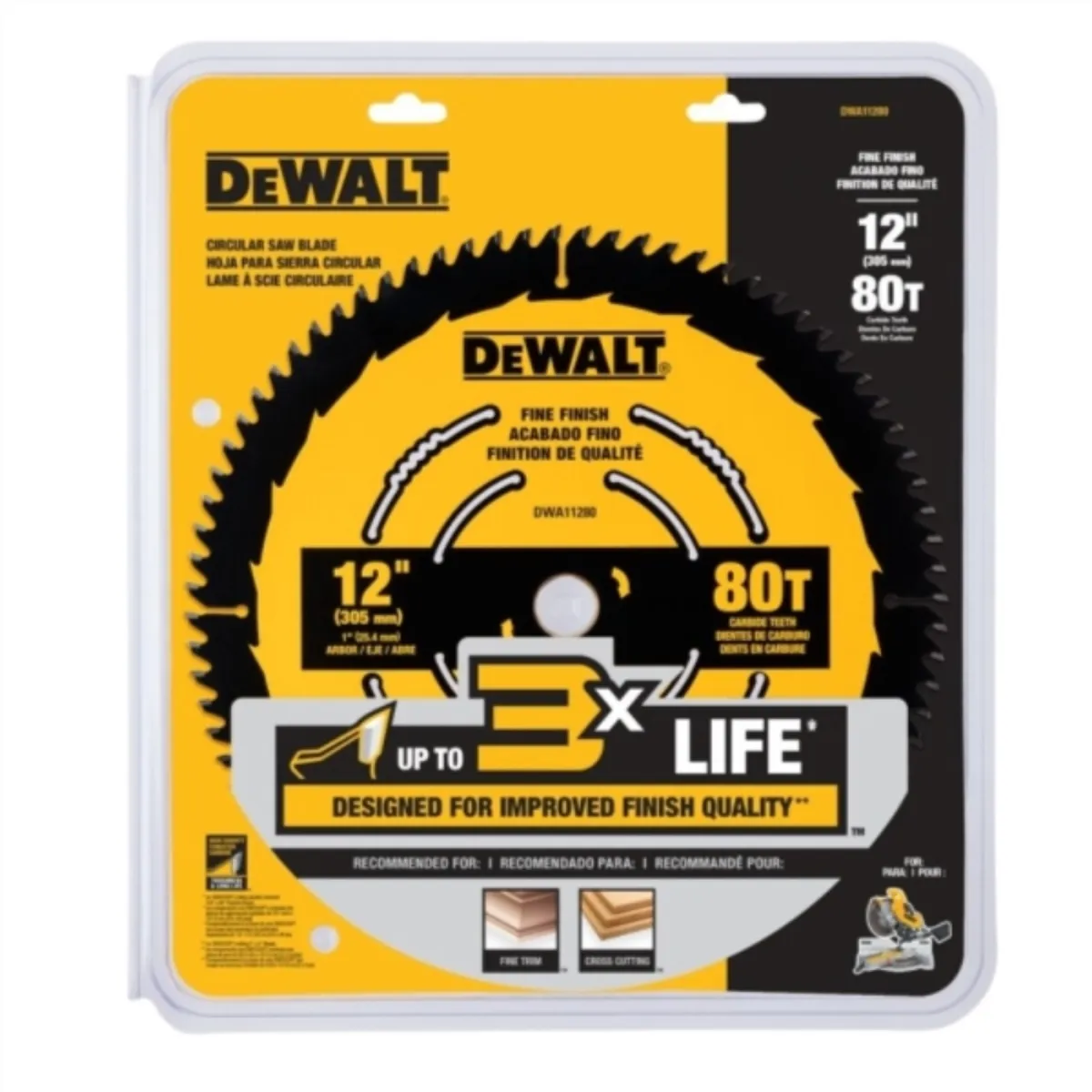 DEWALT - Disco Sierra 12" 80 Dientes Acabado Fino 3X Life DWA11280