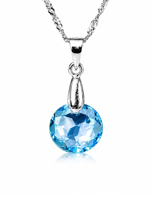 Collar Gran Gracia Plata 925 creado con cristales de Swarovski Aquamarine Celeste TALLA UNICA