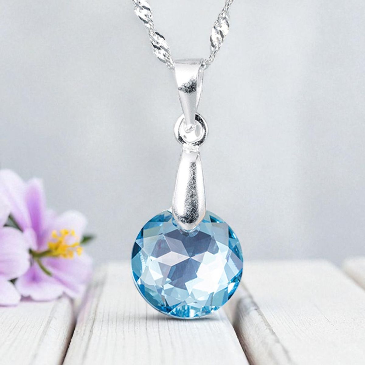 JOYAS MONTERO - Collar Gran Gracia Plata 925 creado con cristales de Swarovski® Aquamarine