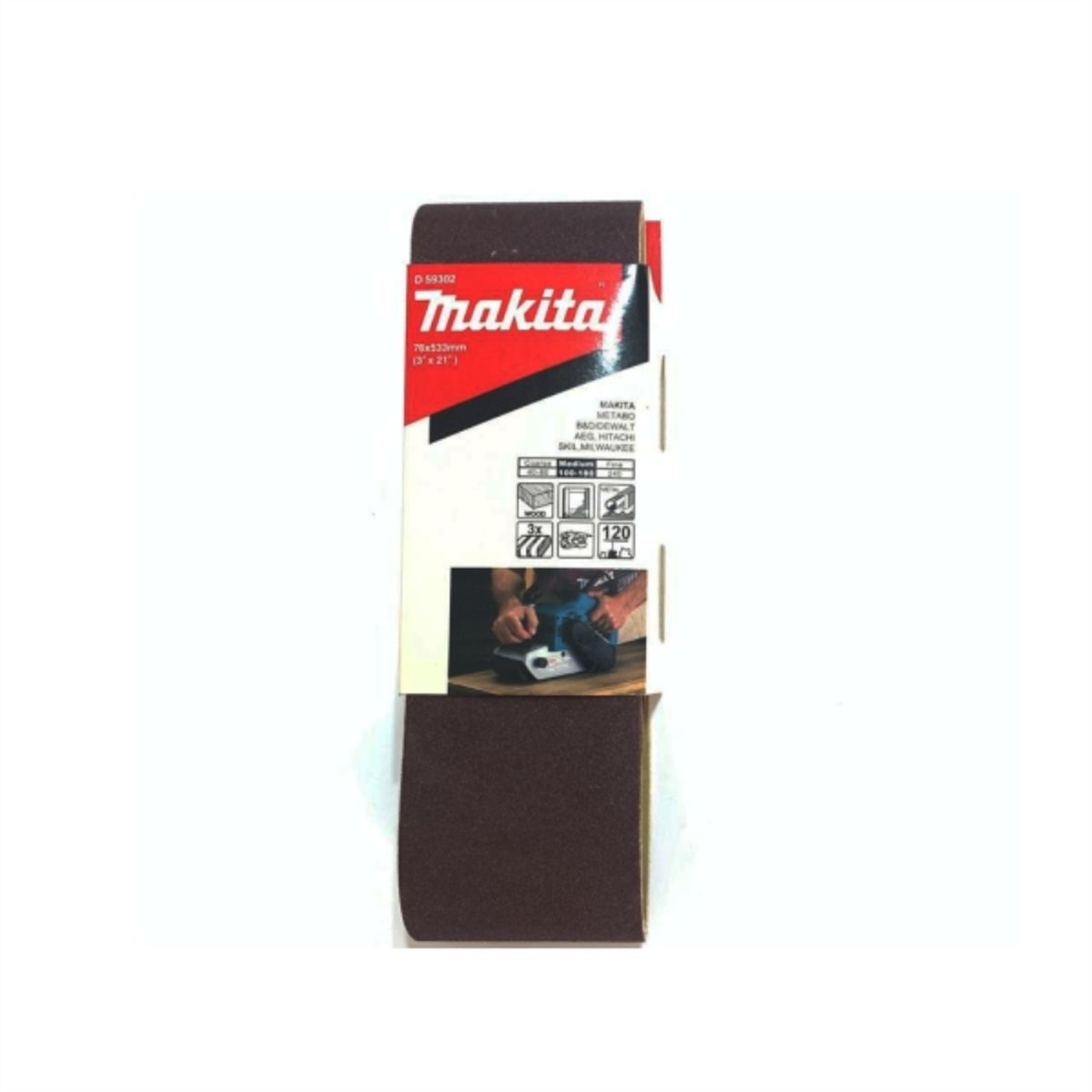 MAKITA - Lija banda madera metal 3x21" G120 3pzas
