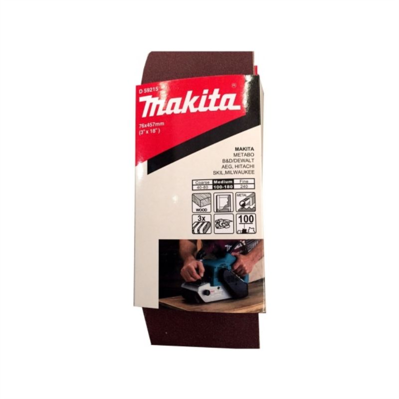 MAKITA - Lija banda madera metal 3x18" G100 3pzas