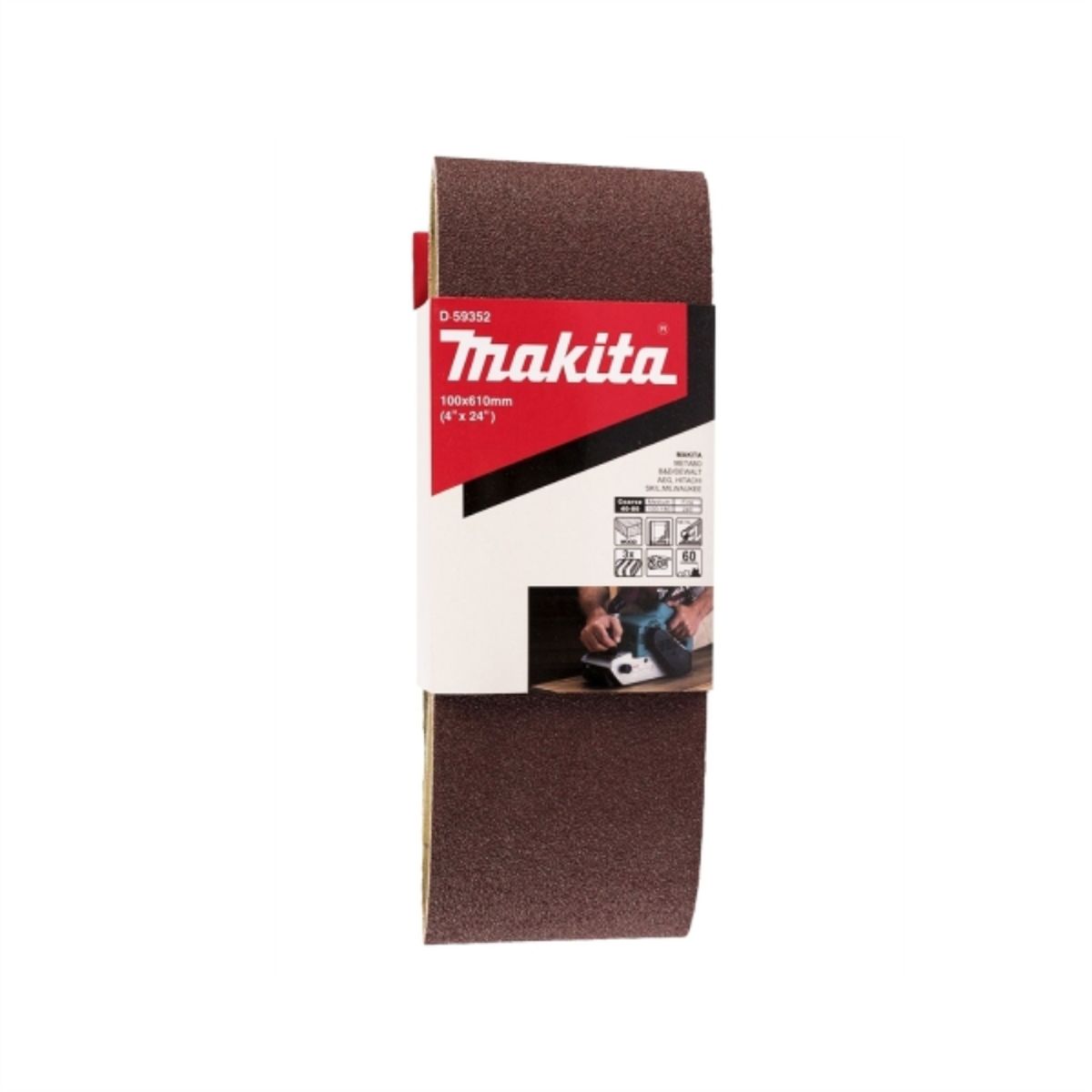 MAKITA - Lija banda madera metal 4x24" G60 3pzas