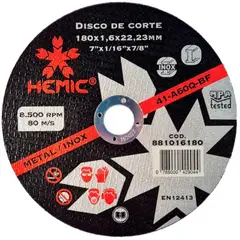 HEMIC - Disco de Corte 180x1,6x22,23mm