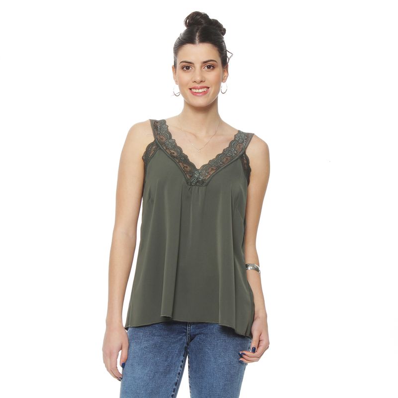 WADOS - BLUSA SIN MANGA  ESCOTE V CON ENCAJE
