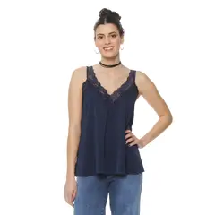 WADOS - BLUSA SIN MANGA ESCOTE V CON ENCAJE