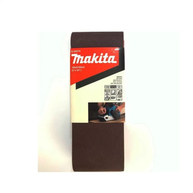MAKITA - Lija banda madera metal 4x24" G100 3pzas