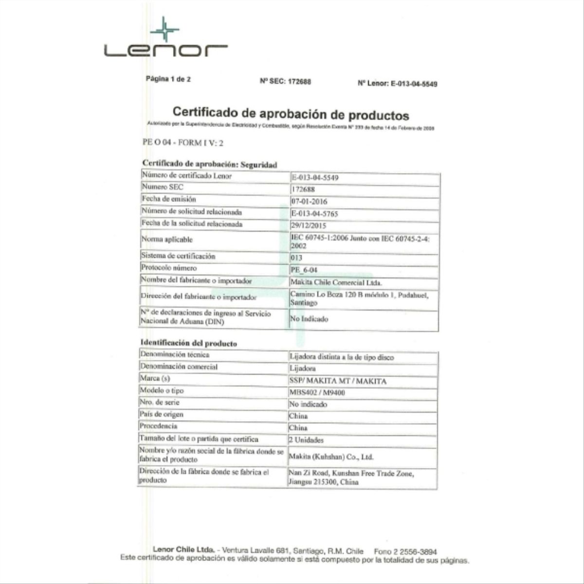 MAKITA - Lijadora de banda 4x24" 940W M9400B