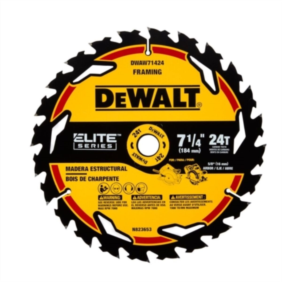 DEWALT - Disco Sierra 7 1/4 24 Dientes DWAW71424 Z Elite