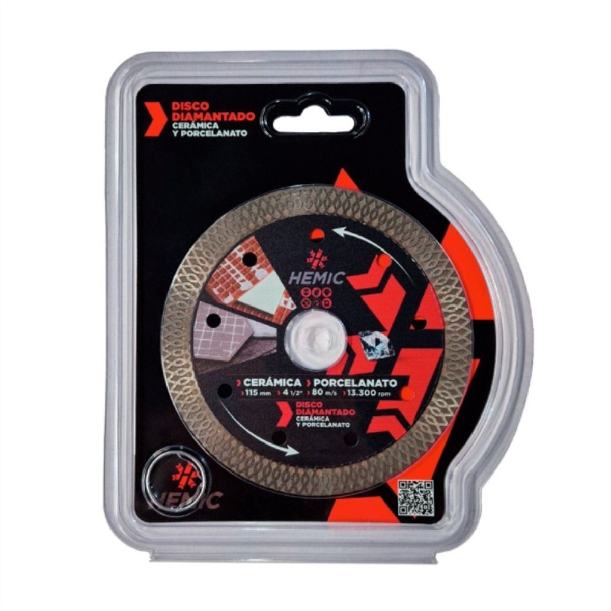 HEMIC - Disco diamantado corte cer/porcel 4 1/2x3mm hemic