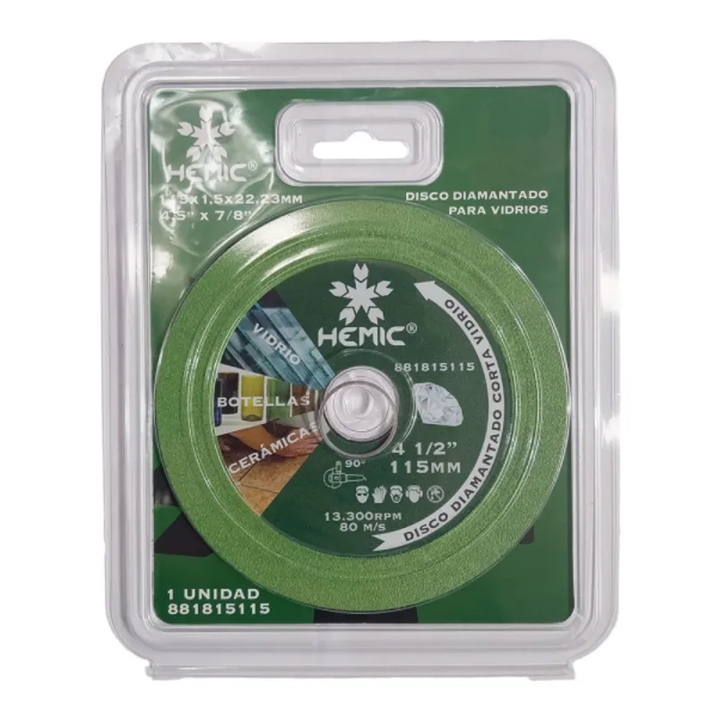 HEMIC - Disco diamantado corte cer/porcel 4 1/2x3mm hemic