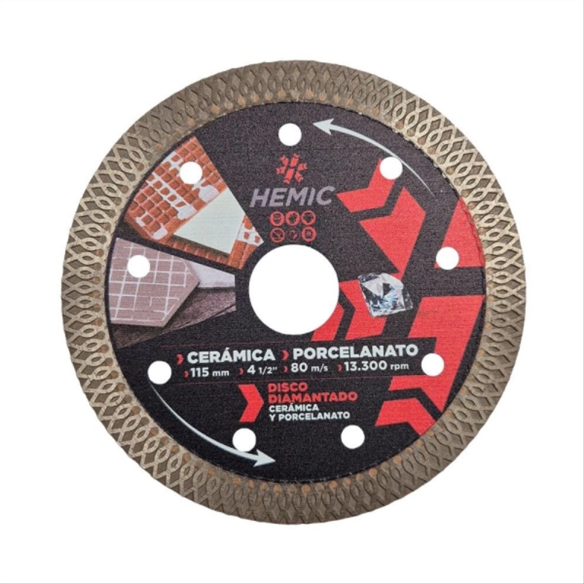 HEMIC - Disco diamantado corte cer/porcel 4 1/2x3mm hemic