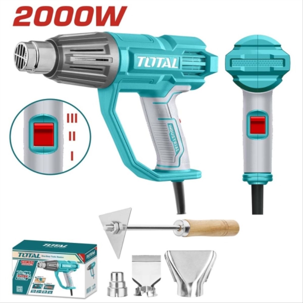TOTAL - Pistola calor 2000w 3 boquillas+raspador tb20078-7