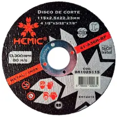 HEMIC - Disco de Corte 115x2,5x22,23mm