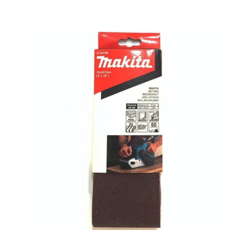 MAKITA - Lija banda madera metal 3x18" G60 3pzas
