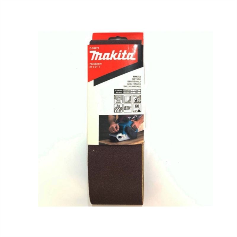 MAKITA - Lija banda madera metal 3x21" G60 3pzas