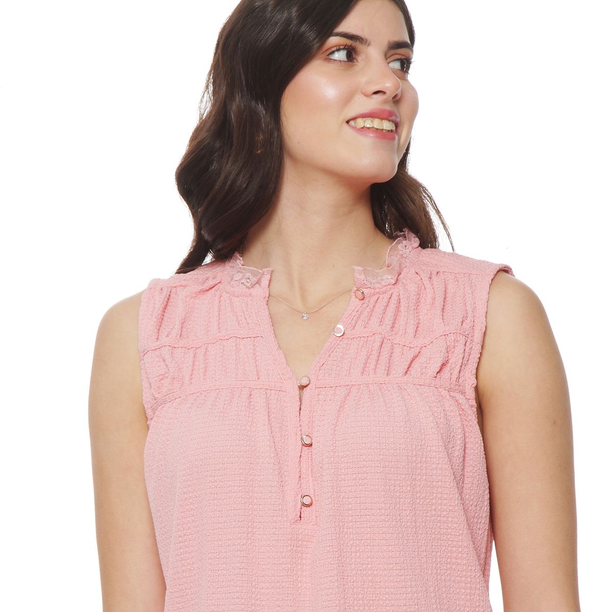 WADOS - BLUSA SIN MANGA SOLIDO ESCOTE CON BOTONES