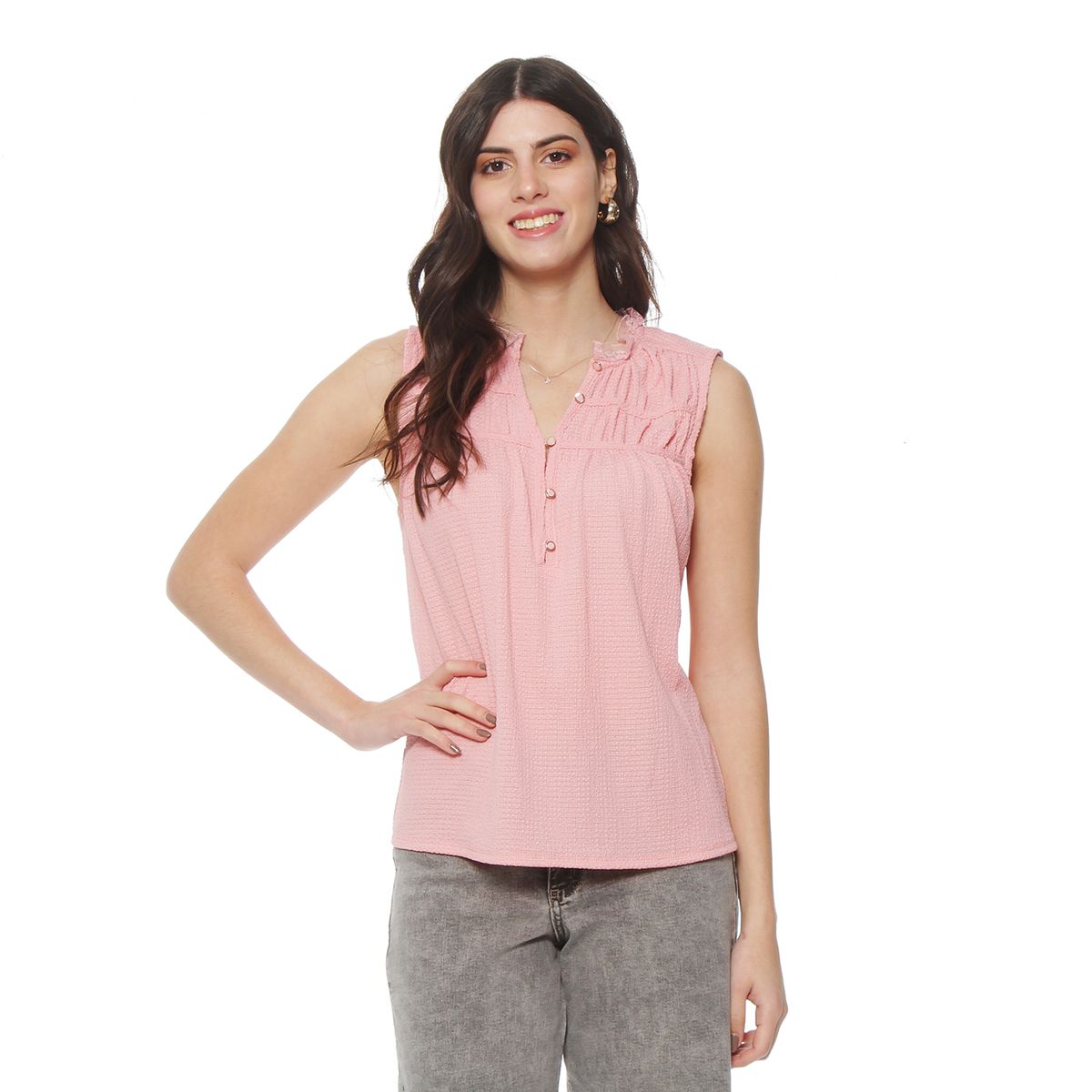 WADOS - BLUSA SIN MANGA SOLIDO ESCOTE CON BOTONES