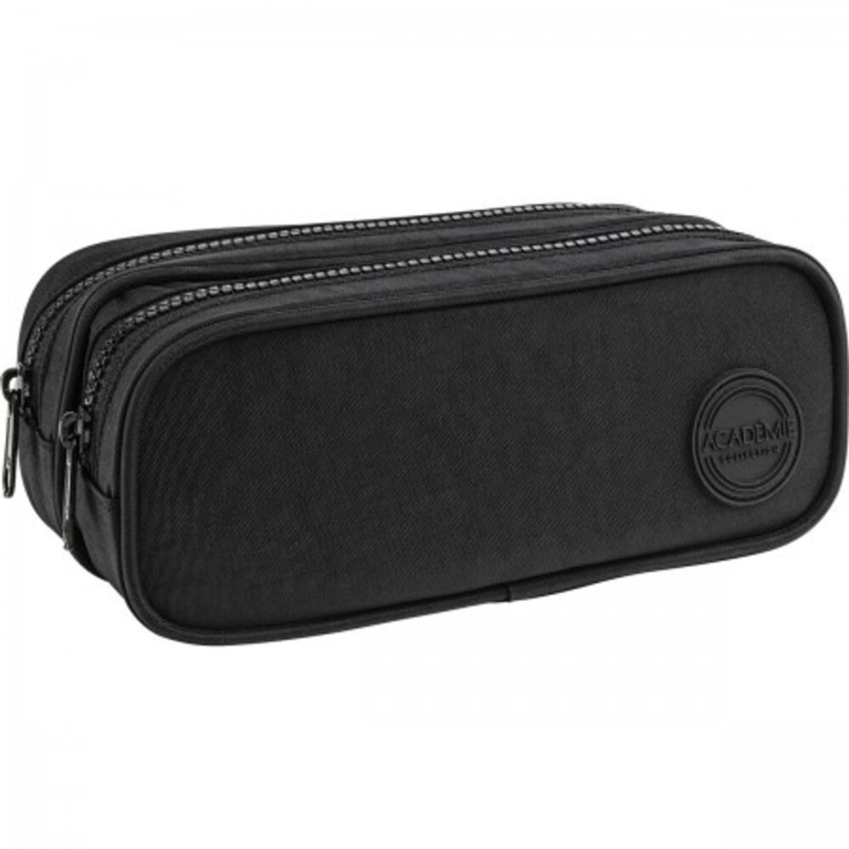 GENERICO - Estuche Duo Académie Negro con 2 Compartimentos – 210x90x90mm