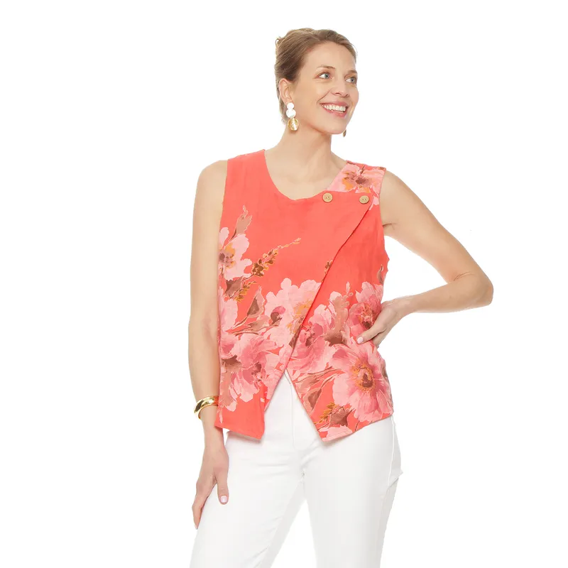 WADOS - BLUSA SIN MANGA LINO ESTAMPADO ESCOTE REDONDO