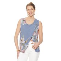BLUSA SIN MANGA LINO ESTAMPADO ESCOTE REDONDO