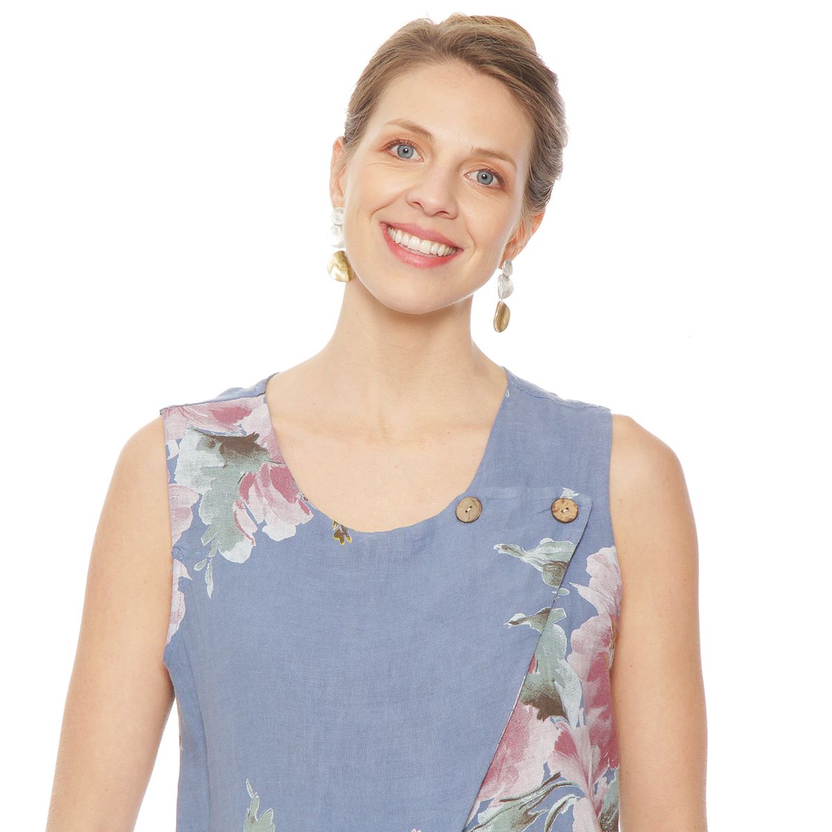 WADOS - BLUSA SIN MANGA LINO ESTAMPADO ESCOTE REDONDO