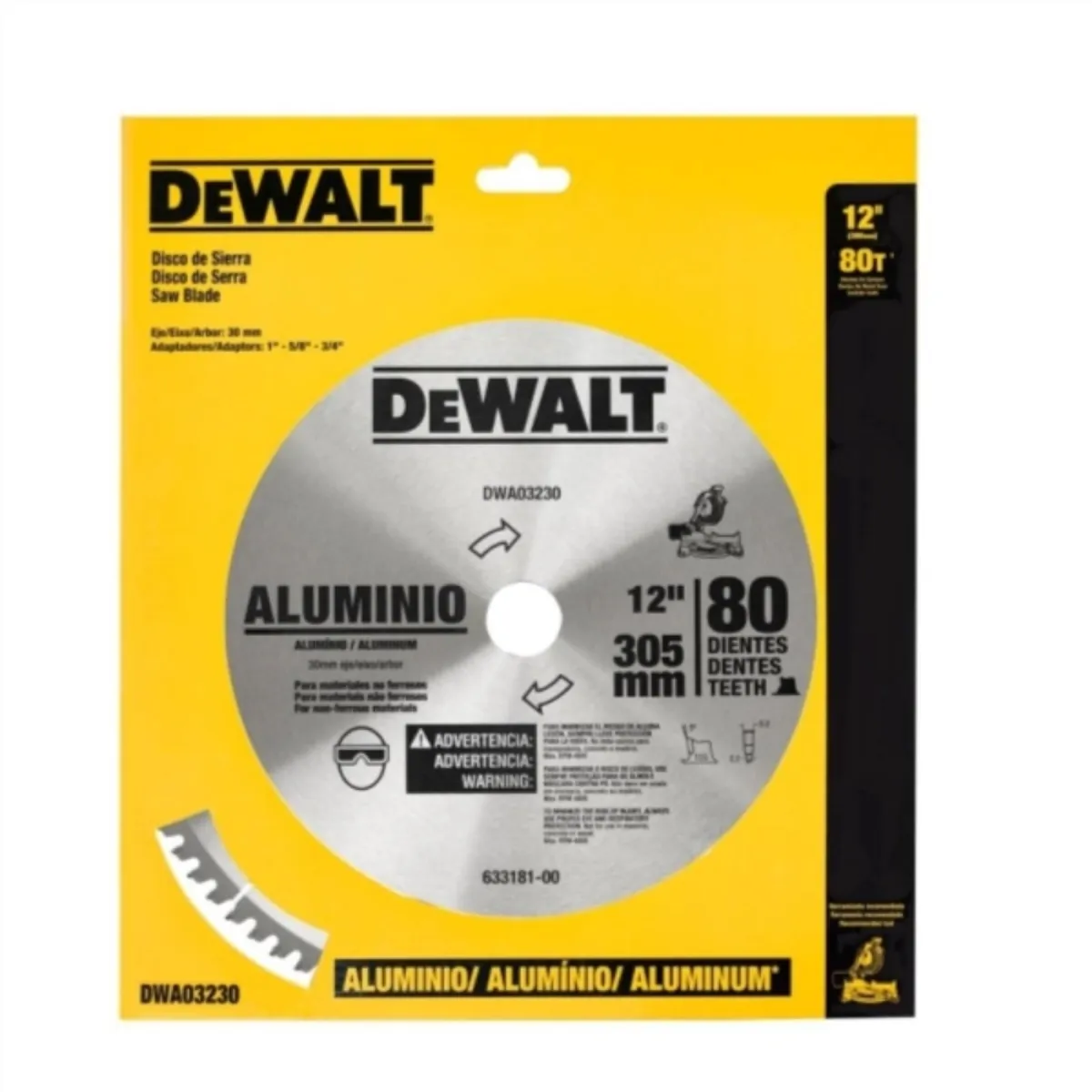 DEWALT - Disco Sierra 12'' 80 dientes Corte Aluminio DWA03230