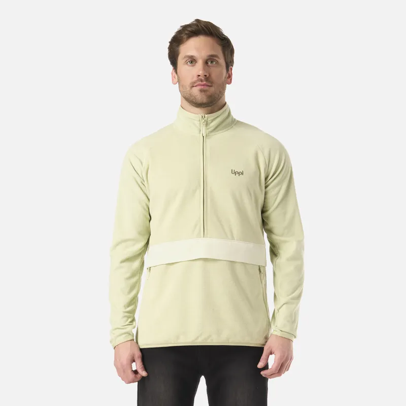 LIPPI - Polar Hombre Fireplace 1/4 Zip Sweatshirt Verde Claro Lippi