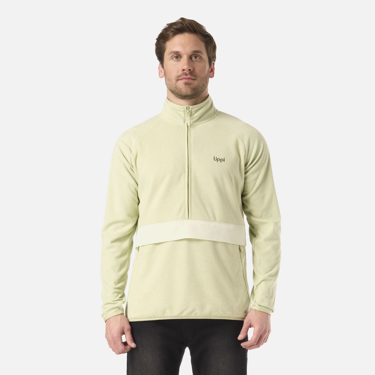 LIPPI - Polar Hombre Fireplace 1/4 Zip Sweatshirt Verde Claro Lippi