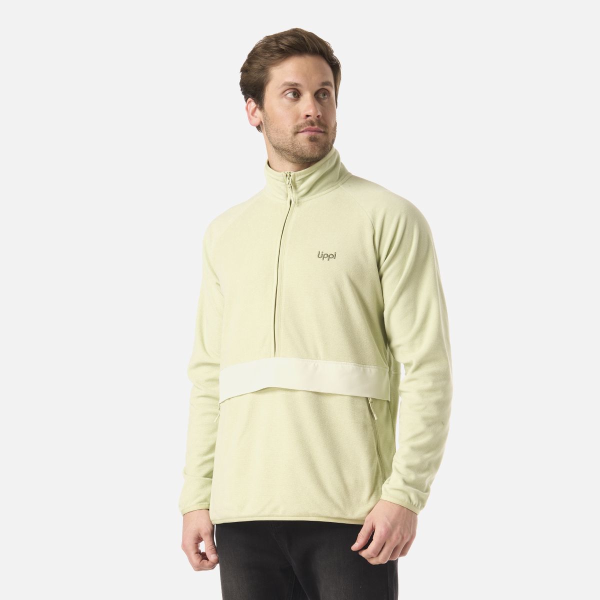 LIPPI - Polar Hombre Fireplace 1/4 Zip Sweatshirt Verde Claro Lippi