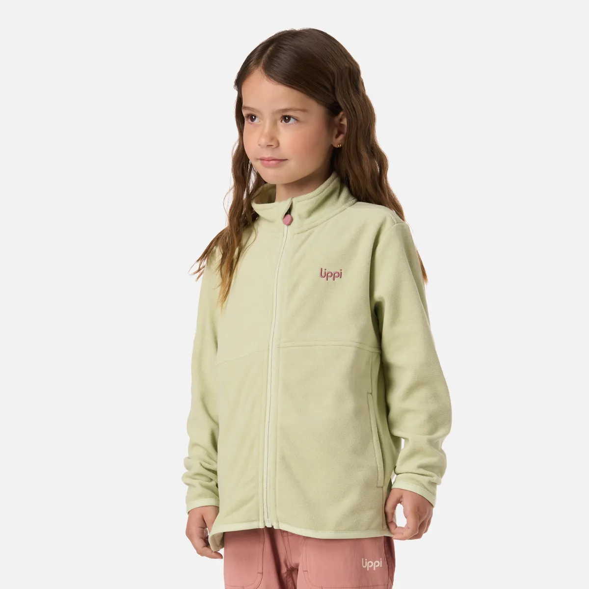 LIPPI - Polar Niña Stripes Nano-F Full Zip Gris Claro / Verde Agua Lippi