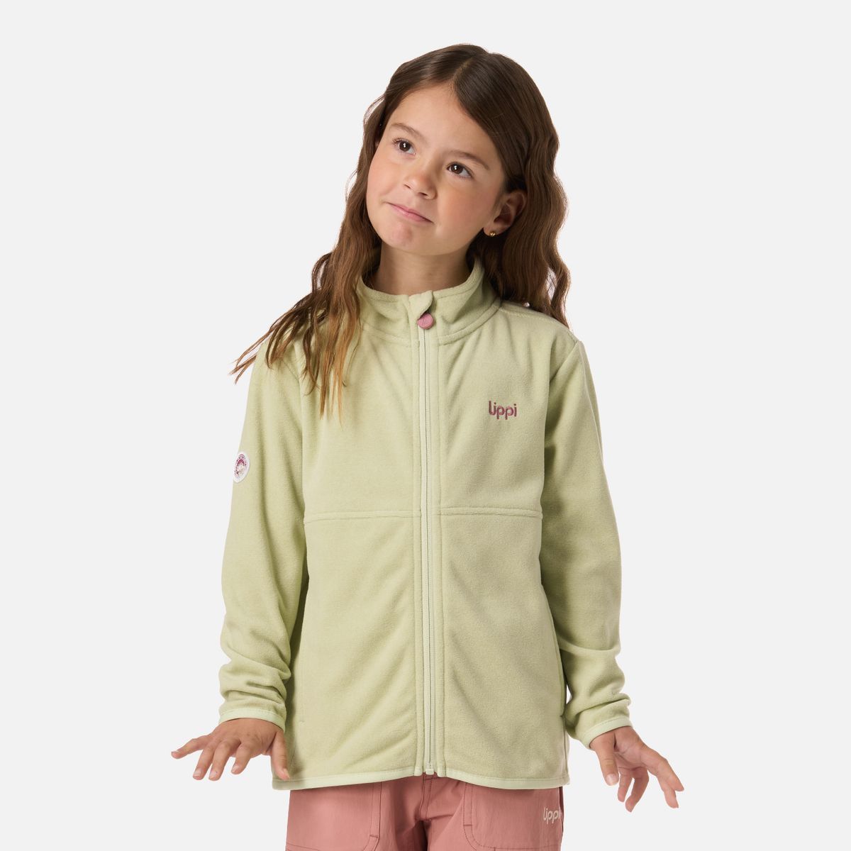 LIPPI - Polar Niña Stripes Nano-F Full Zip Gris Claro / Verde Agua Lippi
