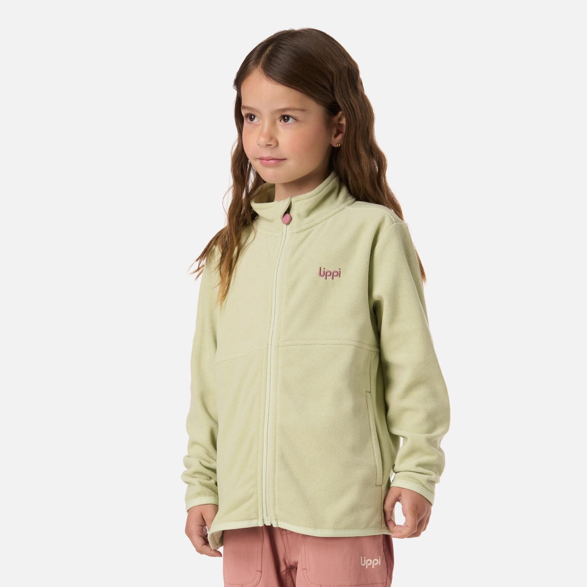 LIPPI - Polar Niña Stripes Nano-F Full Zip Gris Claro / Verde Agua Lippi