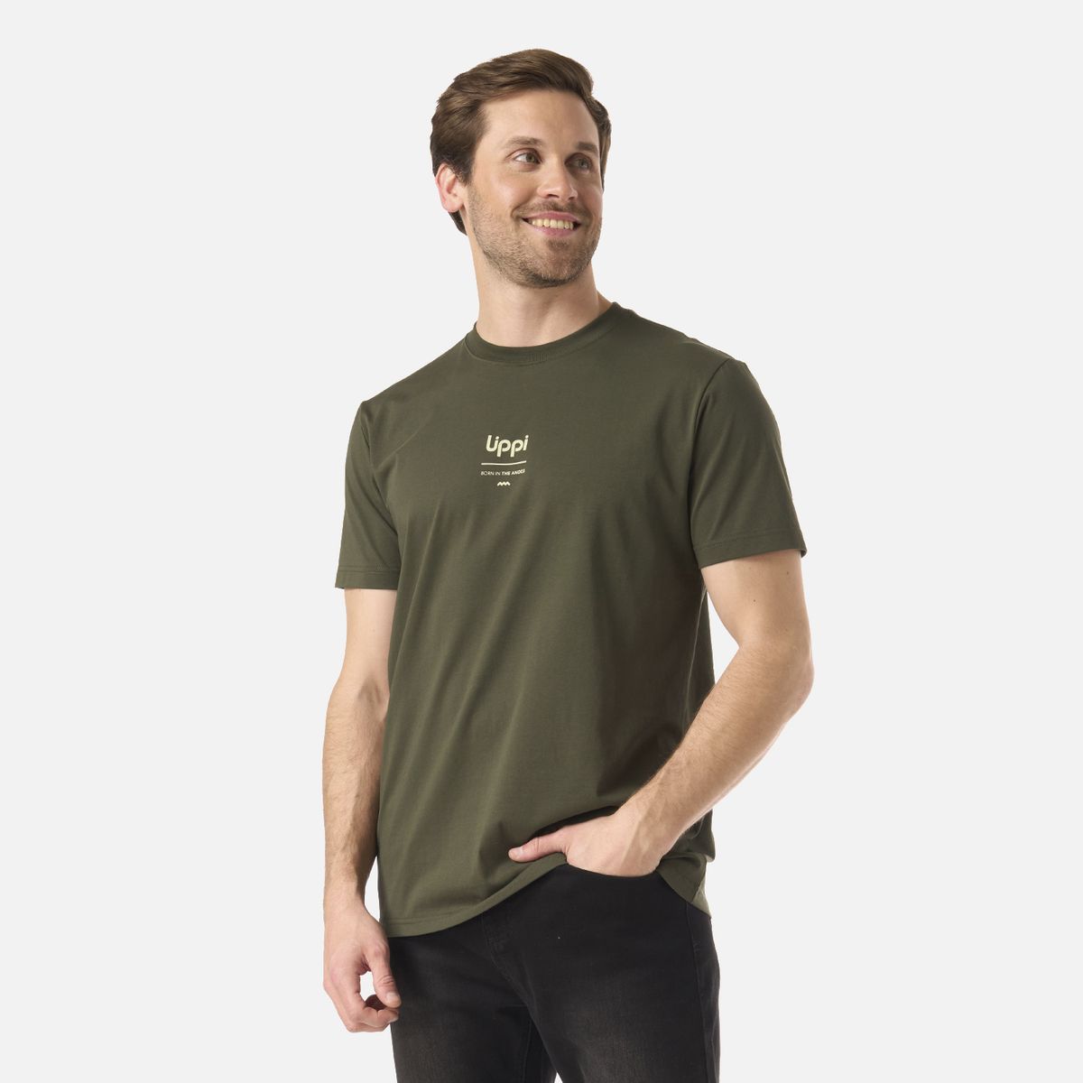 LIPPI - Polera Hombre Ulmo Mid Point Sorona T-Shirt Verde Musgo Lippi