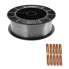 GENERICO - Alambre Mig Flux 5kilosx10mm Soldadura Sin Gas+10 Boquillas
