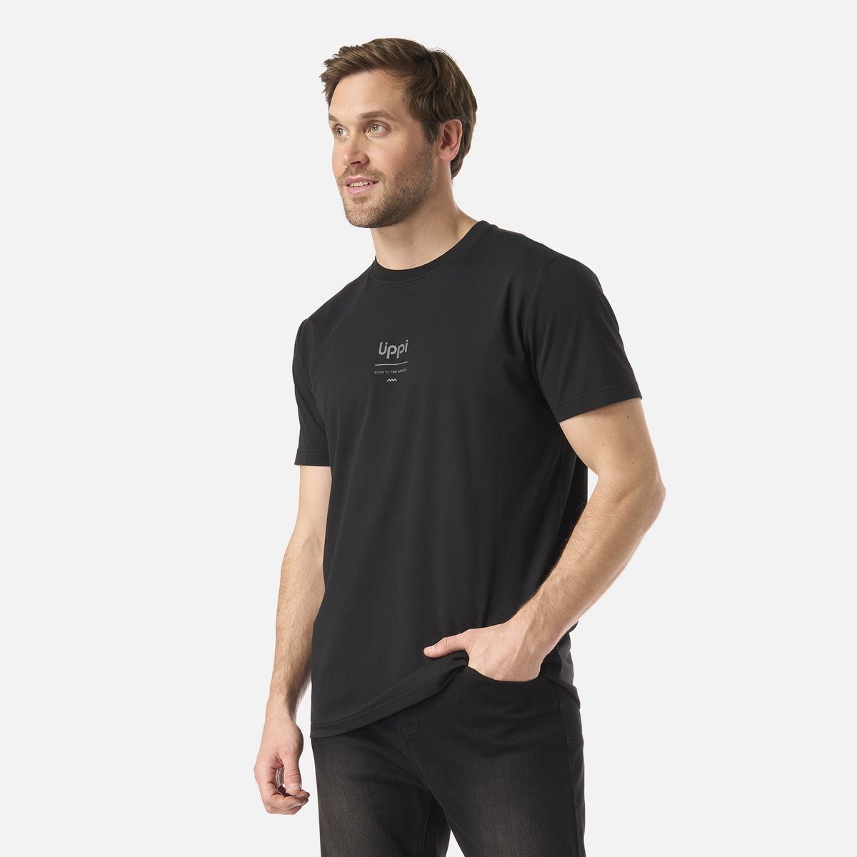 LIPPI - Polera Hombre Ulmo Mid Point Sorona T-Shirt Negro Lippi