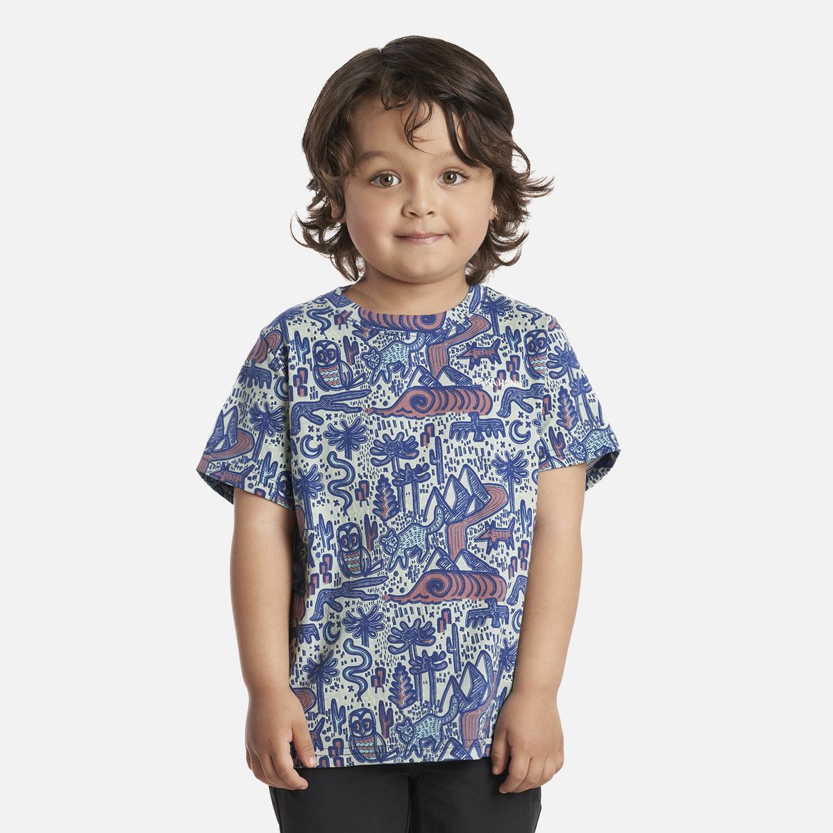HAKA HONU - Polera Niño Tucuquere Print Verde Grisaceo Haka Honu