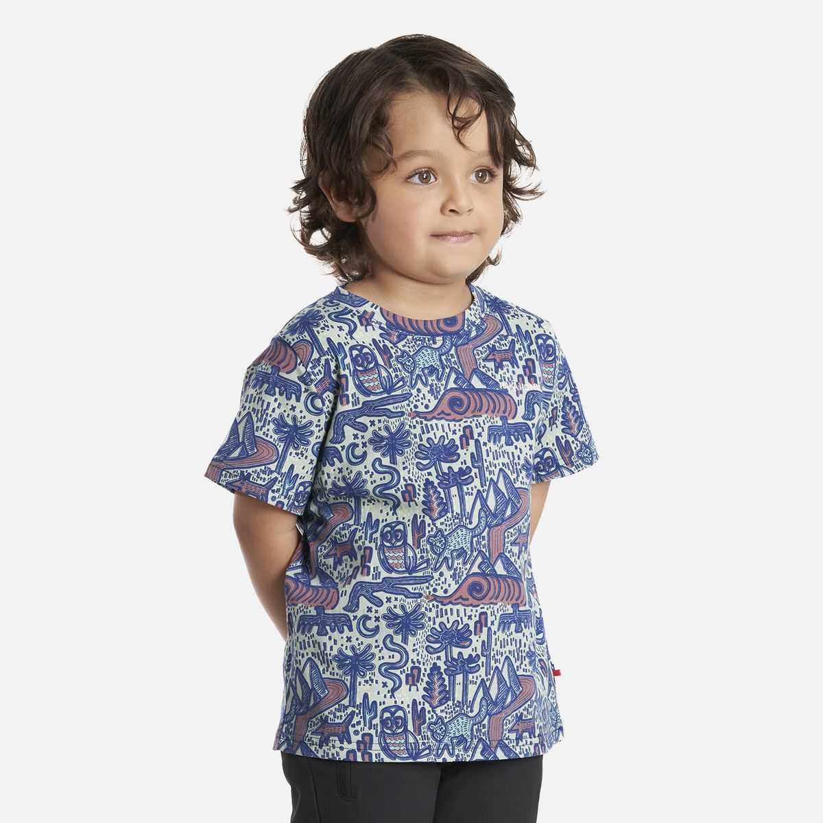 HAKA HONU - Polera Niño Tucuquere Print Verde Grisaceo Haka Honu
