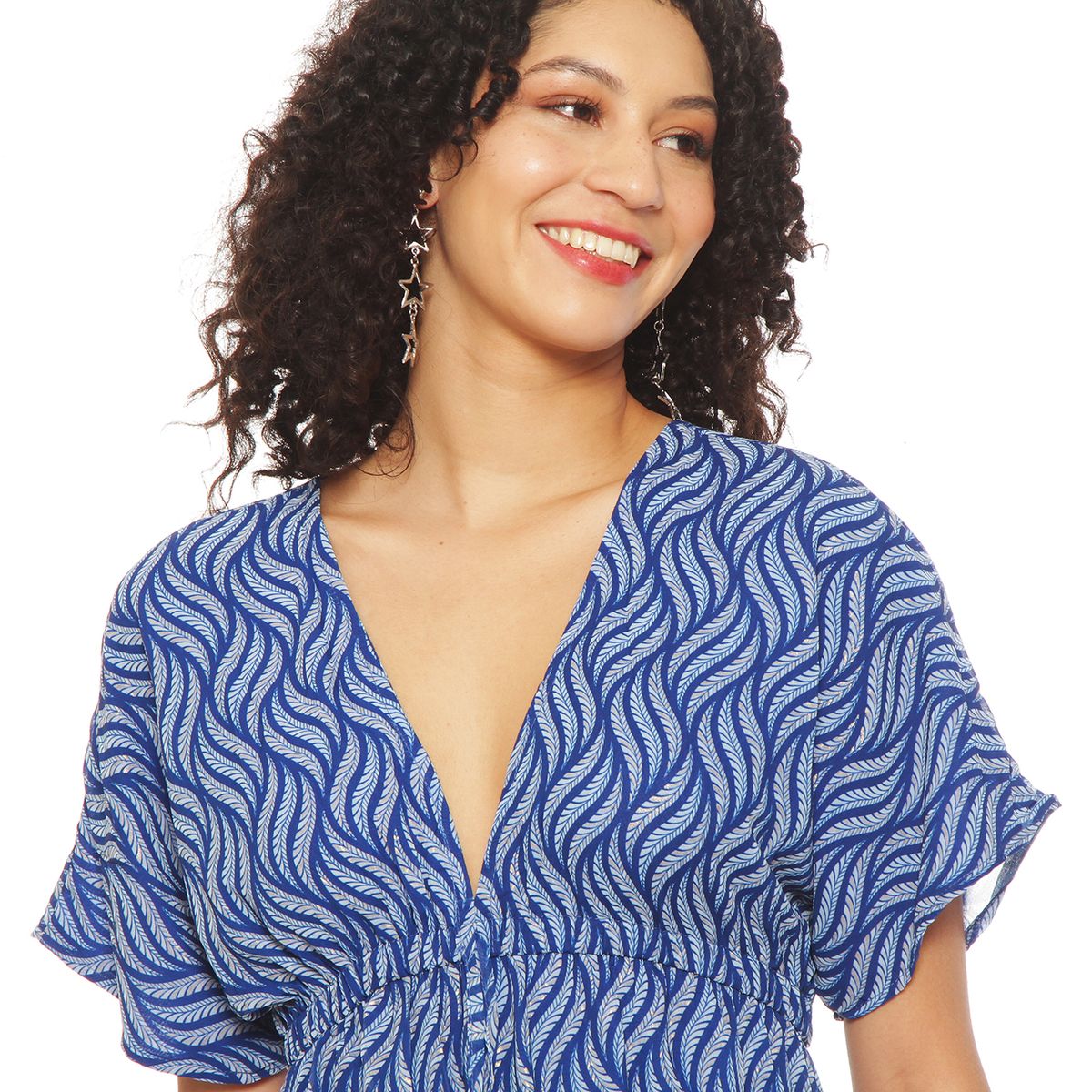 WADOS - VESTIDO MANGA CORTA ESCOTE V CON CINTURA ELASTICADA