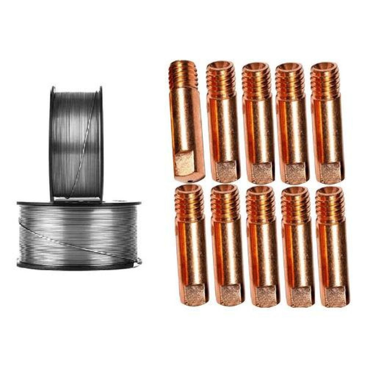 GENERICO - Pack 2 Alambres Soldadura + 10 Boquillas Mig 08mm