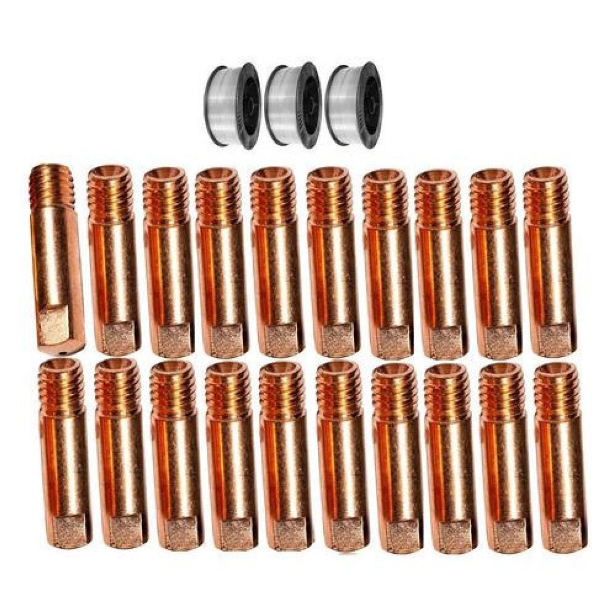 GENERICO - Pack 3 Alambre Soldadura 08mm 1kg + 20 Boquillas Mig 08mm