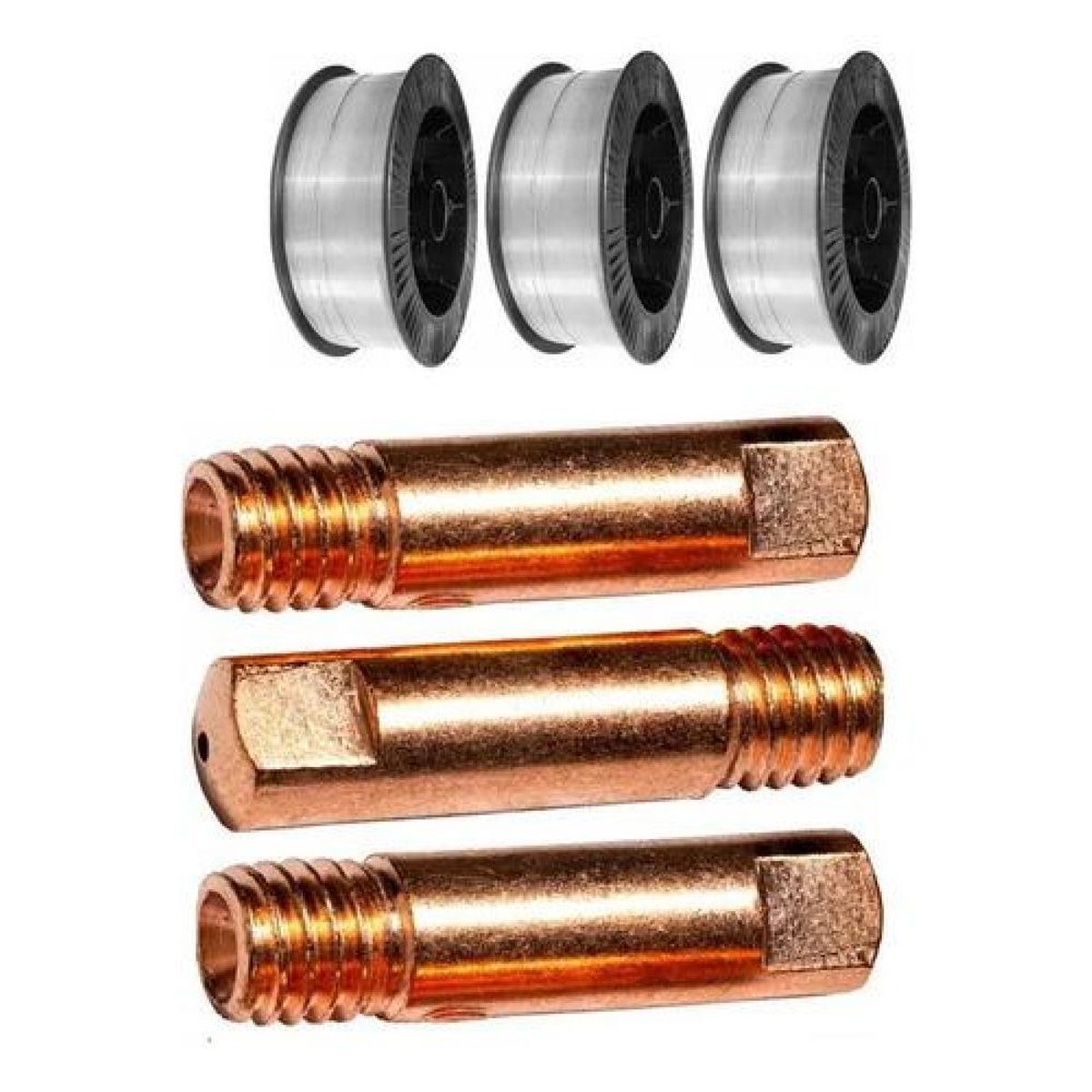 GENERICO - Pack 3 Alambres Soldadura 08mm 1kg + 3 Boquillas Mig 08mm