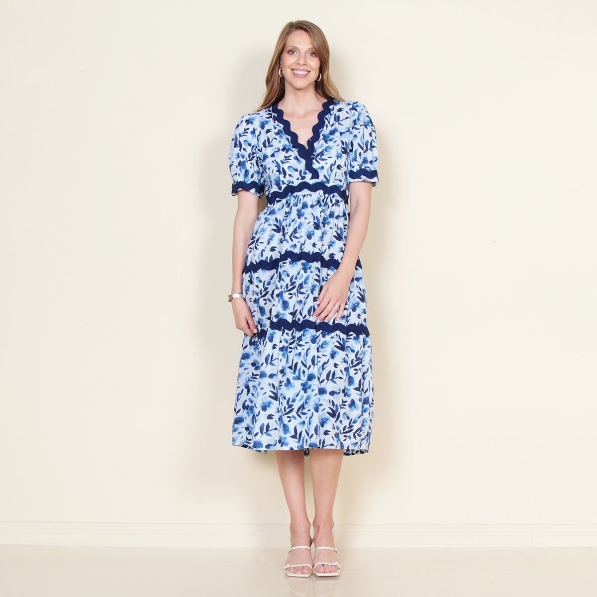 WADOS - VESTIDO MANGA CORTA ESTAMPADO CON ESCOTE CUADRADO