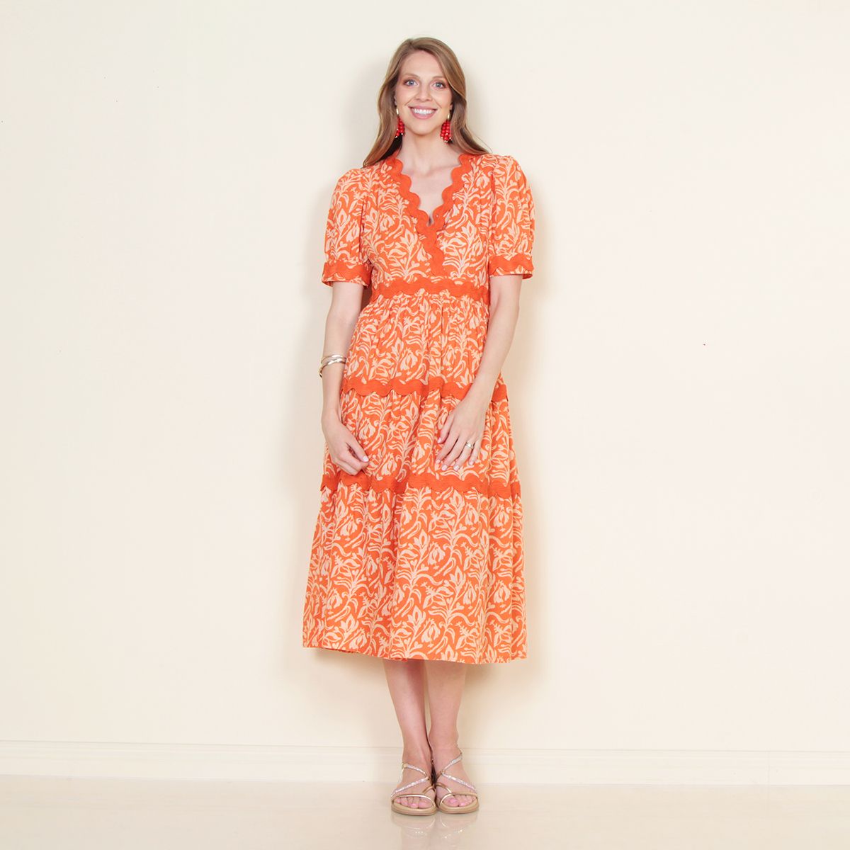 WADOS - VESTIDO MANGA CORTA ESTAMPADO CON ESCOTE CUADRADO