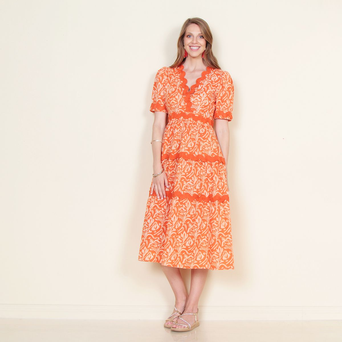 WADOS - VESTIDO MANGA CORTA ESTAMPADO CON ESCOTE CUADRADO