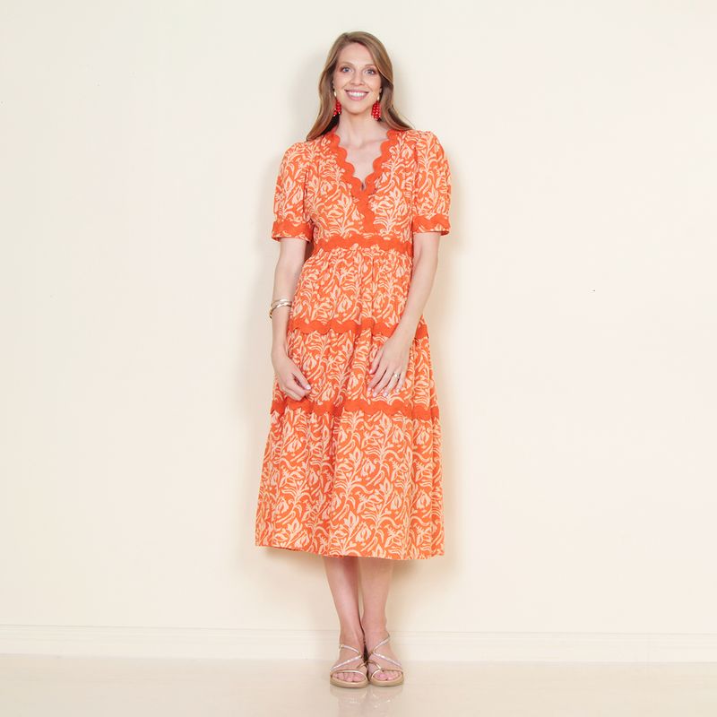 WADOS - VESTIDO MANGA CORTA ESTAMPADO CON ESCOTE CUADRADO
