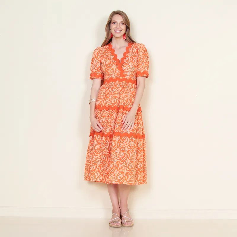 WADOS - VESTIDO MANGA CORTA ESTAMPADO CON ESCOTE CUADRADO