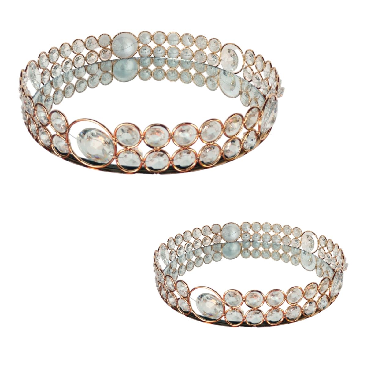 GENERICO - Elegante Pack 2 Bandejas Redonda Deco Candy Bar - Metal con Vidrio